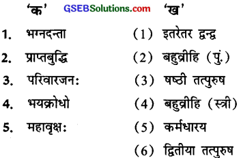 GSEB Solutions Class 10 Sanskrit अभ्यास 5 समास-परिचयः 