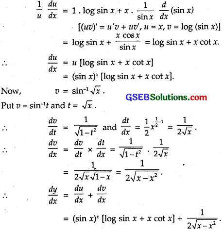 GSEB Solutions Class 12 Maths Chapter 5 Continuity and Differentiability Ex 5.5 8