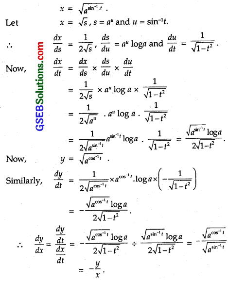 GSEB Solutions Class 12 Maths Chapter 5 Continuity and Differentiability Ex 5.6 5