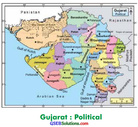 GSEB Solutions Class 6 Social Science Chapter 7 Gujarat Location, Boundary and Physiography 4
