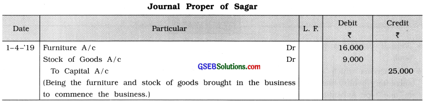 GSEB Solutions Class 11 Accounts Part 1 Chapter 8 Journal Proper 1