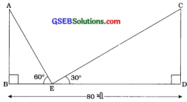 GSEB Solutions Class 10 Maths Chapter 9 ત્રિકોણમિતિના ઉપયોગો Ex 9.1 10