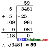 GSEB Solutions Class 8 Maths Chapter 6 વર્ગ અને વર્ગમૂળ Ex 6.4 3