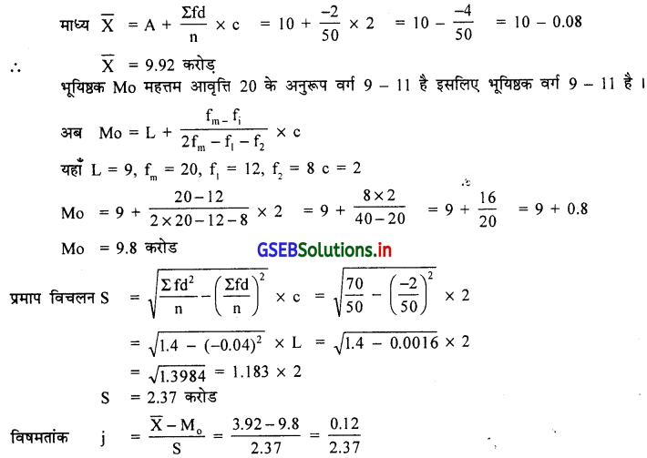 GSEB Solutions Class 11 Statistics Chapter 5 आवृत्ति वितरण की विषमता Ex 5.1 12